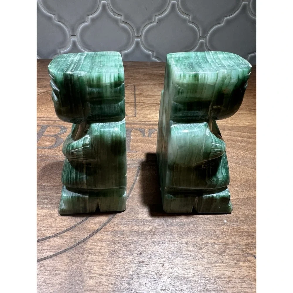 Aztec Style Green‎ Marble Looking Natural Stone Bookends